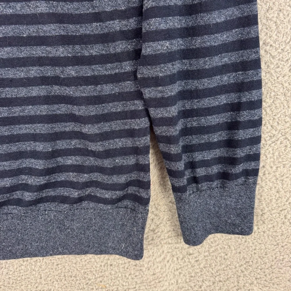 Banana Republic Sweater Mens XL Blue Silk Linen Stripe Crewneck Knit Lightweight